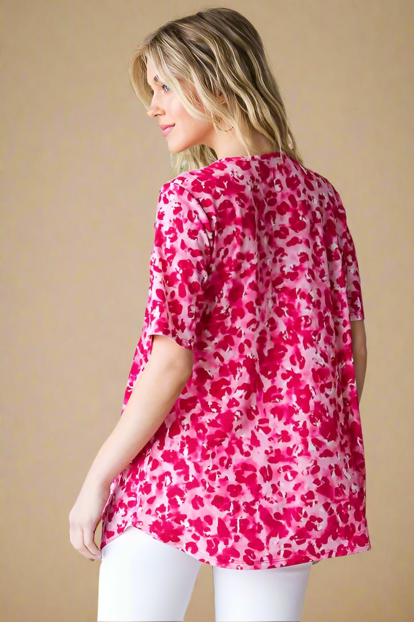 Heimish - Hot Pink Animal Print Babydoll Top