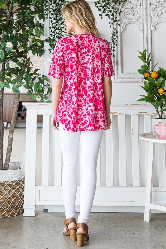 Heimish - Hot Pink Animal Print Babydoll Top