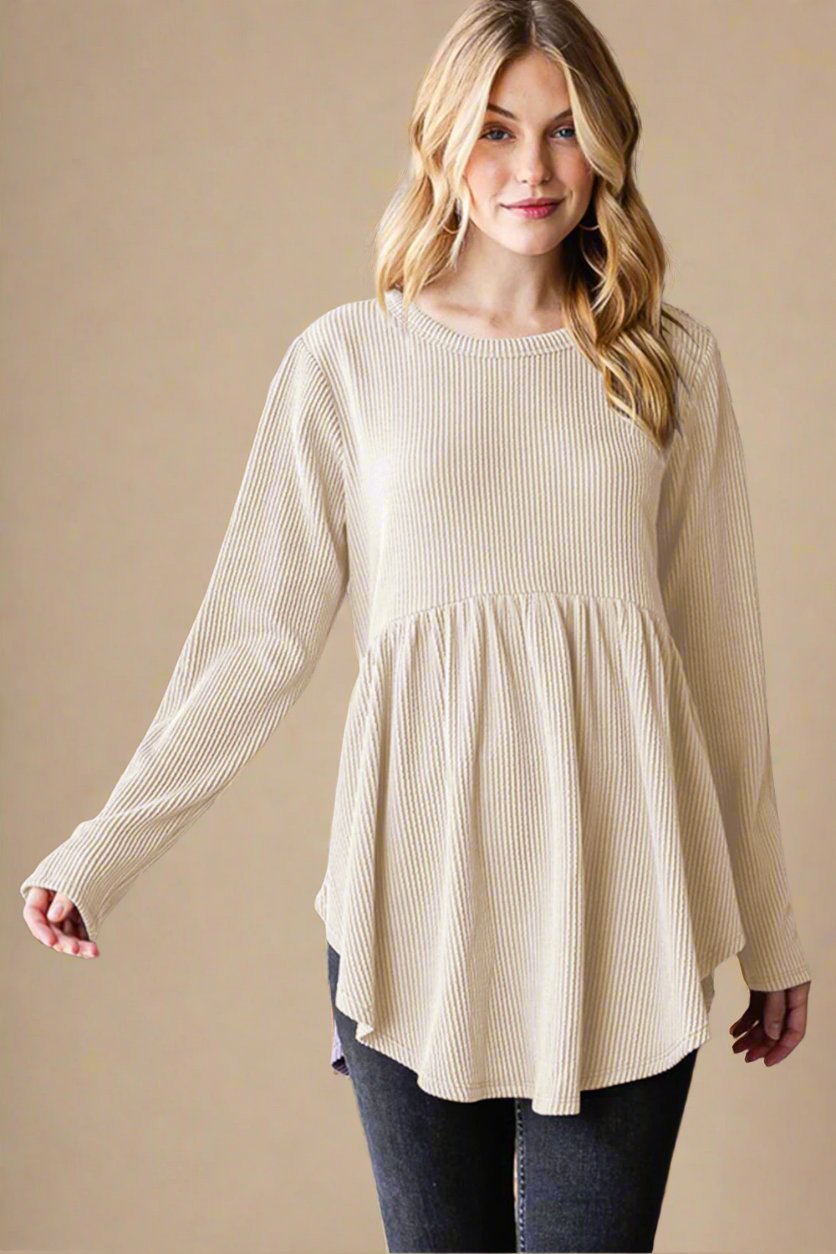 Heimish - Long Sleeve Babydoll Top in Cream