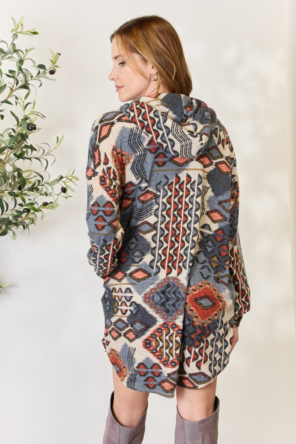 Heimish - Multicolor Geometric Print Button Up Hooded Jacket