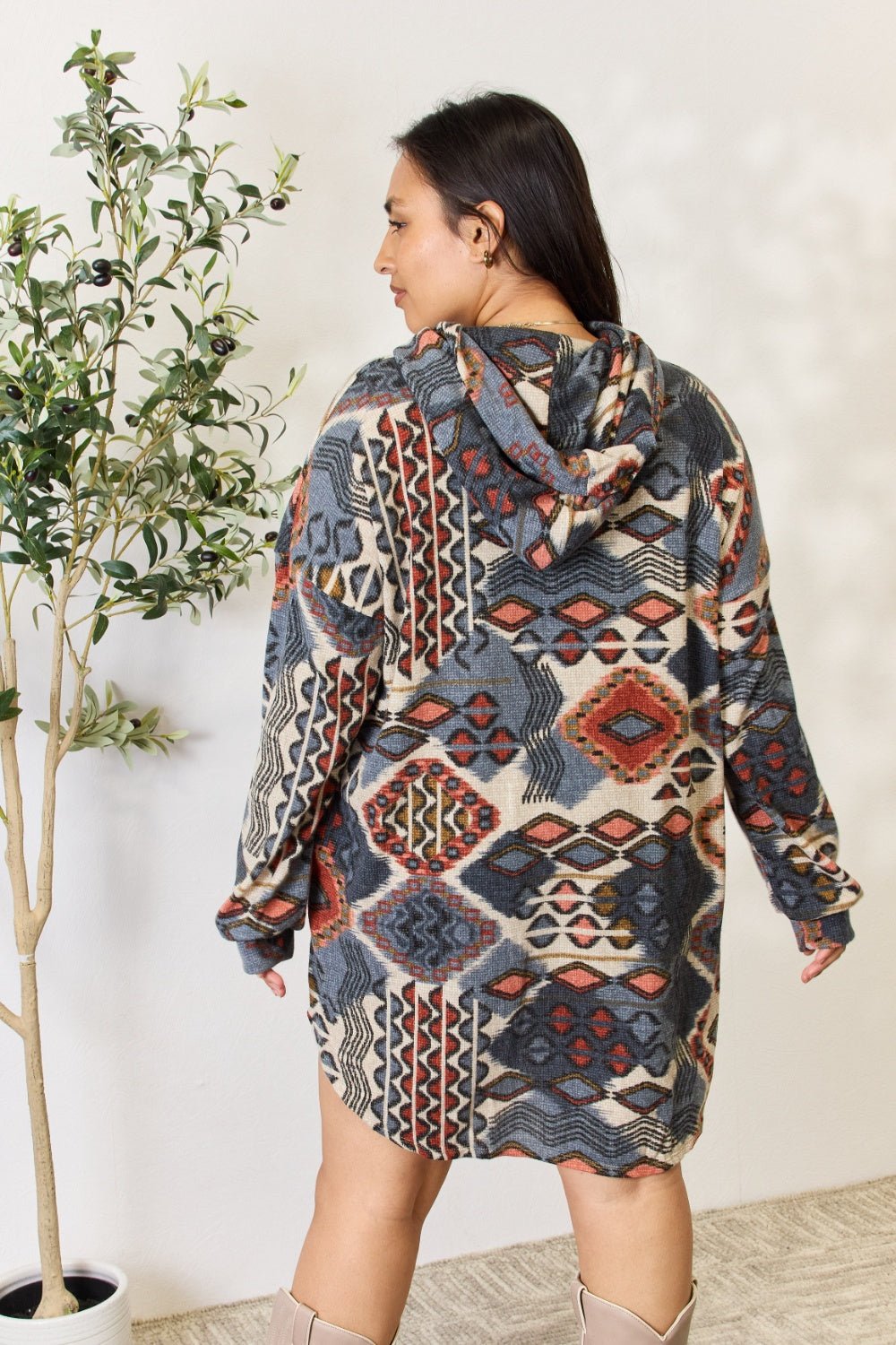 Heimish - Multicolor Geometric Print Button Up Hooded Jacket