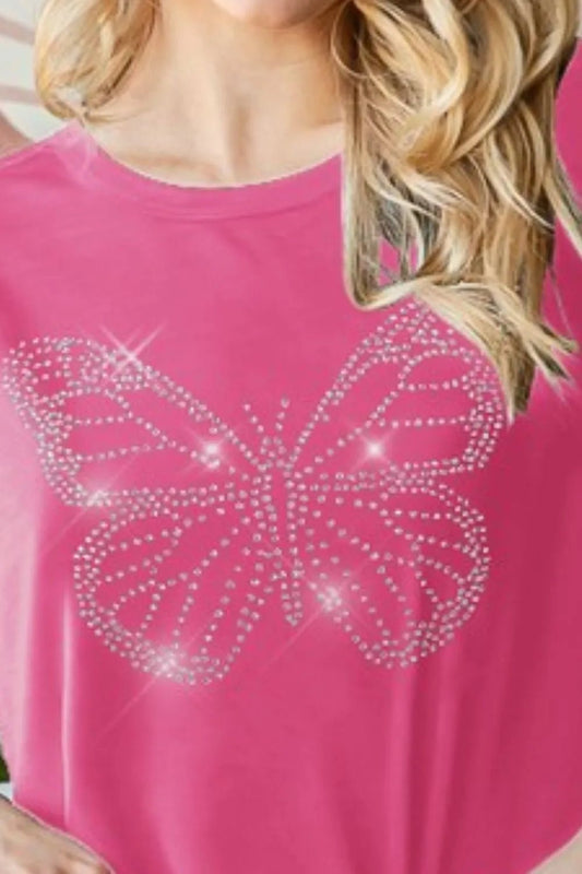 Heimish - Rhinestone Butterfly Graphic Tee – Hot Pink