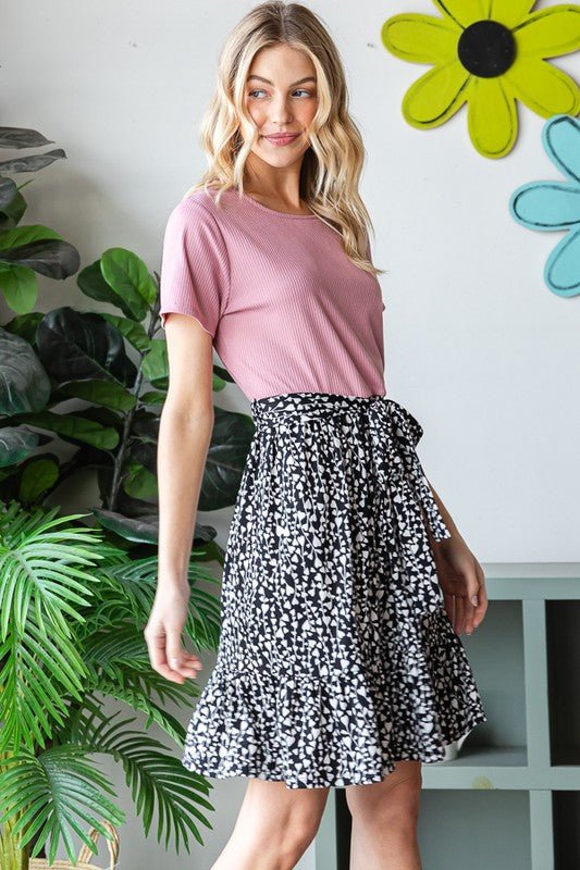 Heimish - Short Sleeve Animal Print Mini Dress in Mauve