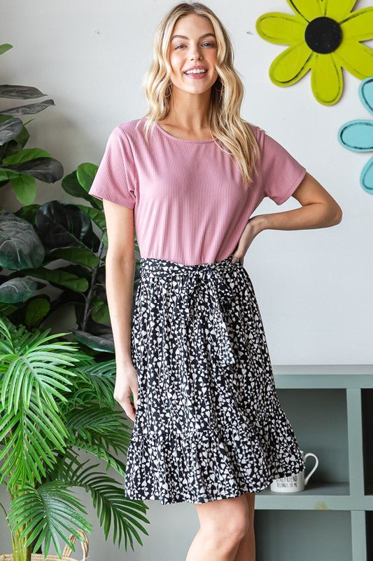 Heimish - Short Sleeve Animal Print Mini Dress in Mauve