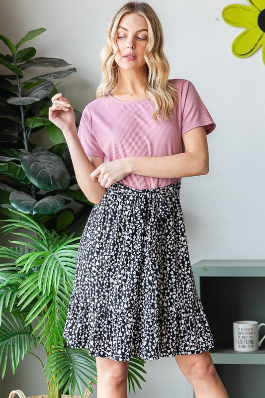 Heimish - Short Sleeve Animal Print Mini Dress in Mauve