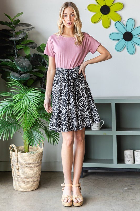 Heimish - Short Sleeve Animal Print Mini Dress in Mauve