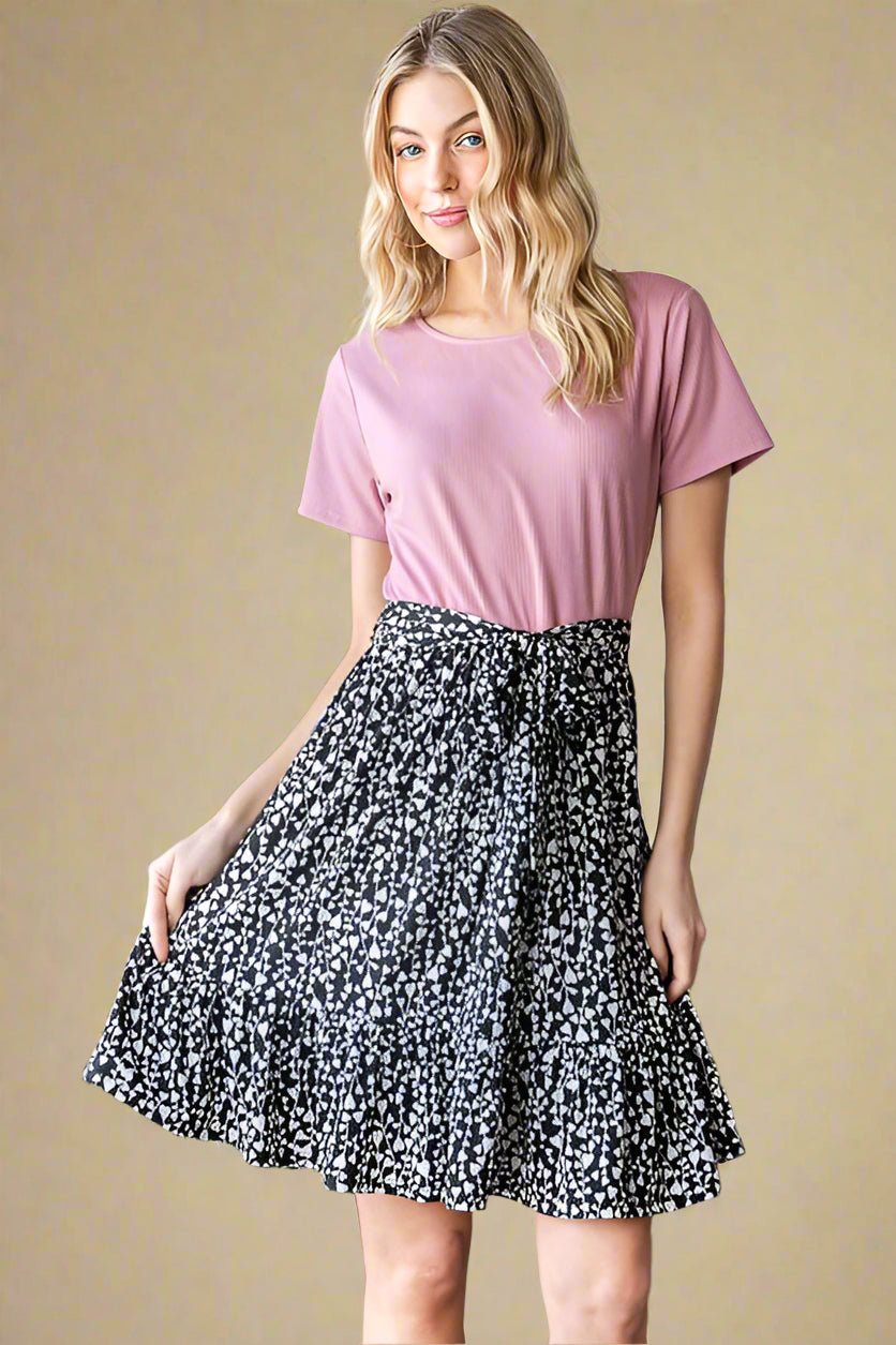 Heimish - Short Sleeve Animal Print Mini Dress in Mauve