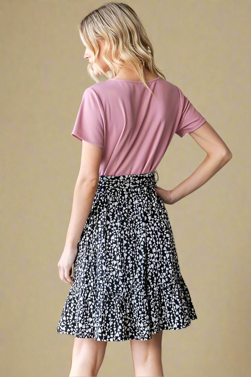 Heimish - Short Sleeve Animal Print Mini Dress in Mauve