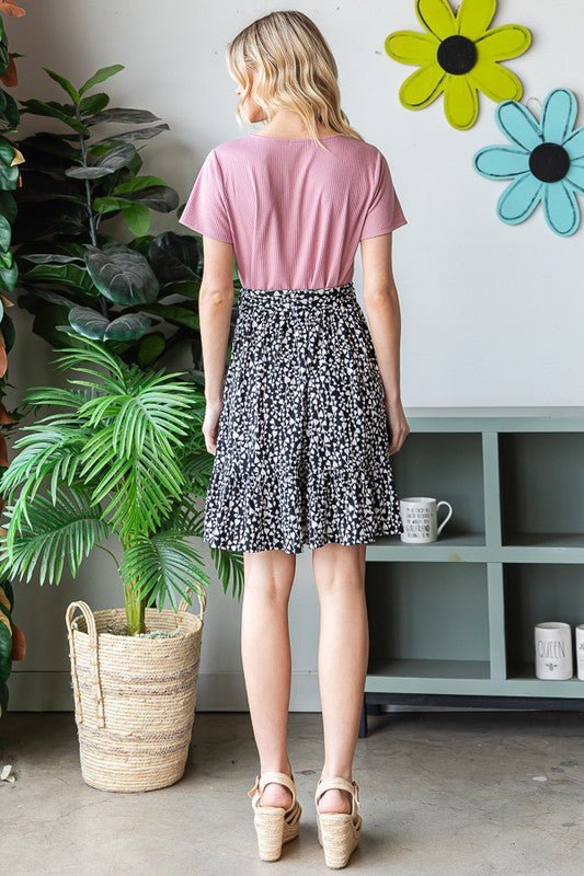 Heimish - Short Sleeve Animal Print Mini Dress in Mauve