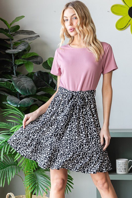 Heimish - Short Sleeve Animal Print Mini Dress in Mauve