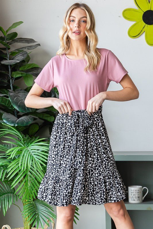 Heimish - Short Sleeve Animal Print Mini Dress in Mauve