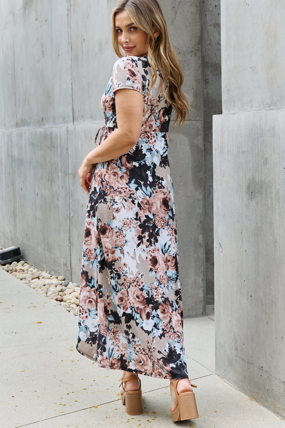 Heimish - Short Sleeve Floral Maxi Wrap Dress