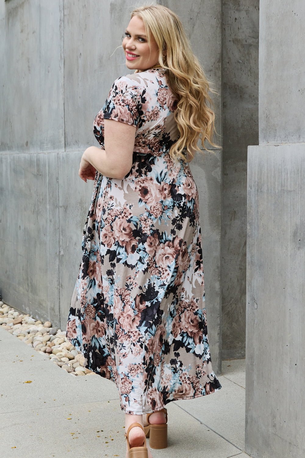 Heimish - Short Sleeve Floral Maxi Wrap Dress