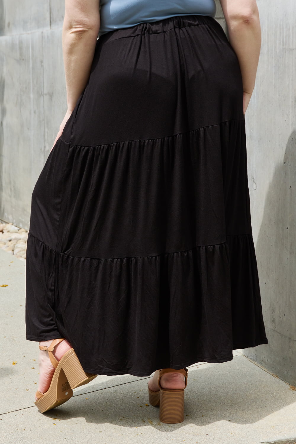 Heimish - Tiered Button Front Maxi Skirt in Black