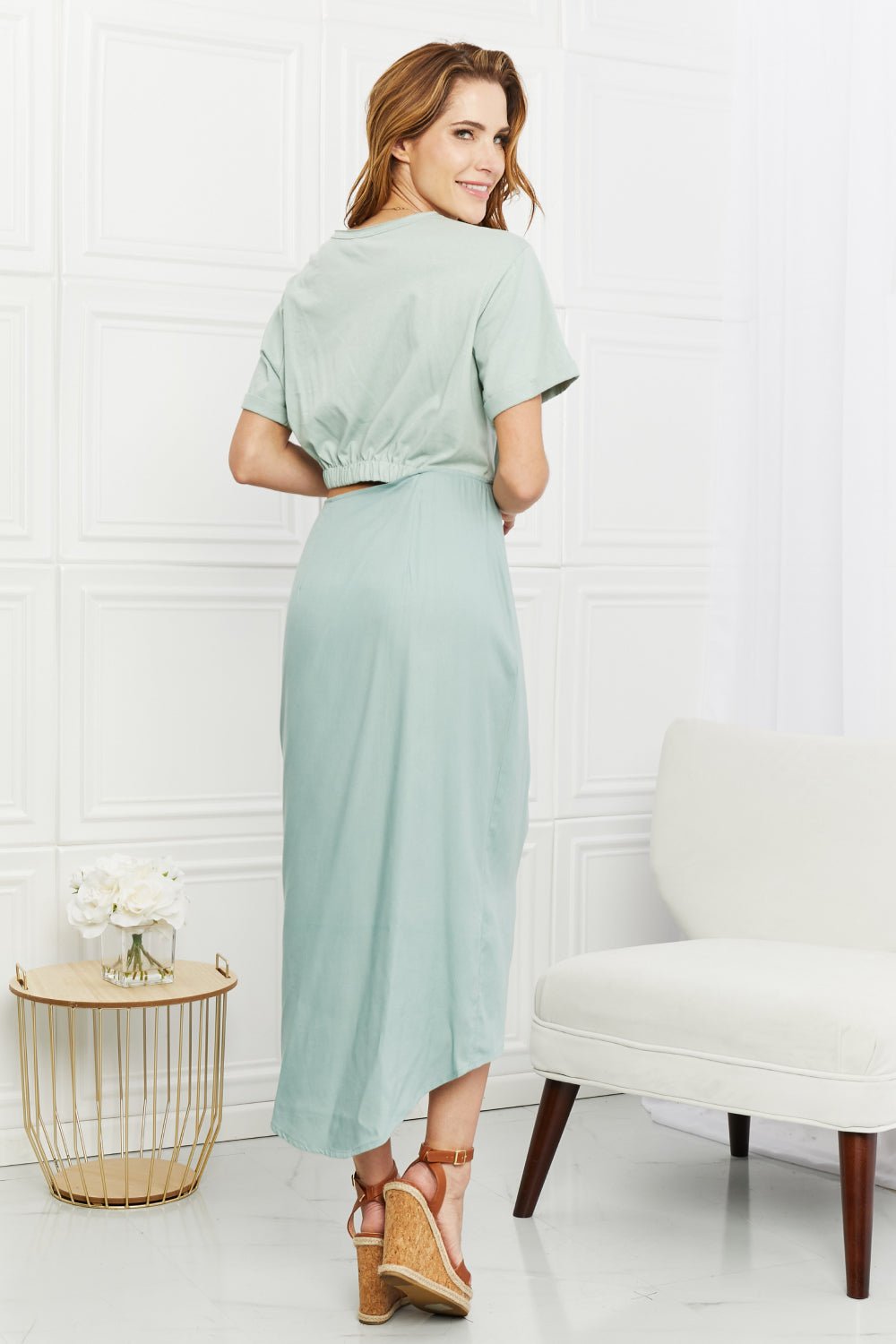 HEYSON - Cut - Out Midi Dress in Mint