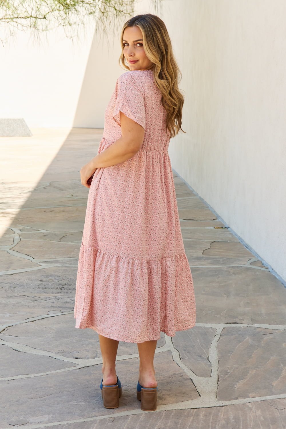 HEYSON - Kimono Sleeve Midi Dress in Watermelon Pink