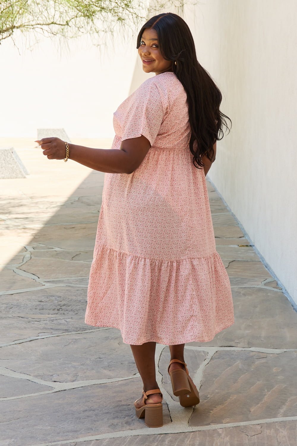 HEYSON - Kimono Sleeve Midi Dress in Watermelon Pink