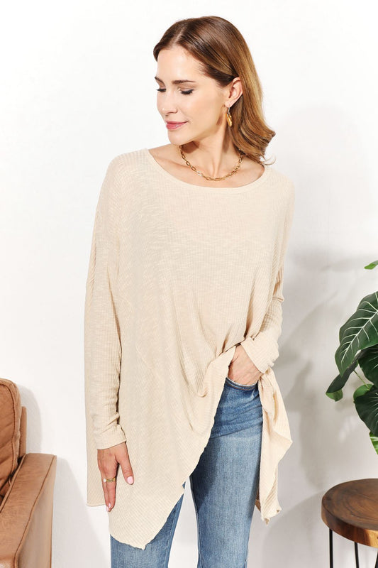 HEYSON - Oversized Super Soft Rib Knit Top in Cream