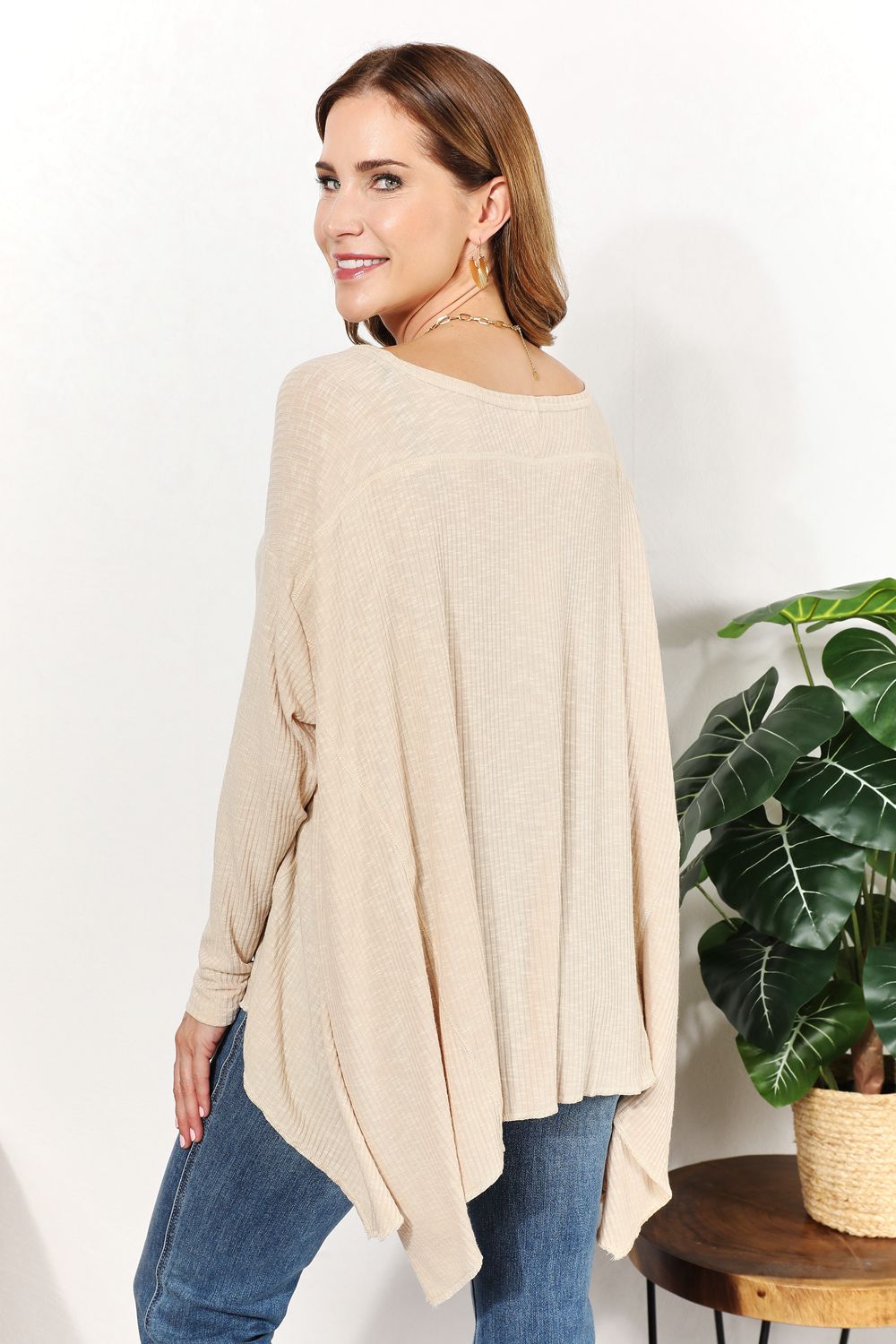 HEYSON - Oversized Super Soft Rib Knit Top in Cream