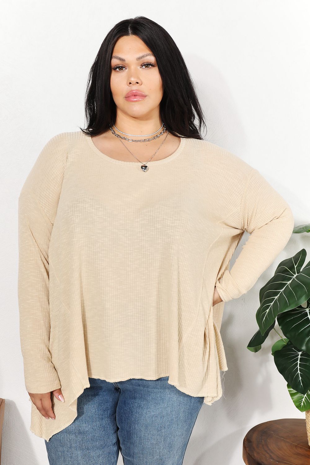 HEYSON - Oversized Super Soft Rib Knit Top in Cream