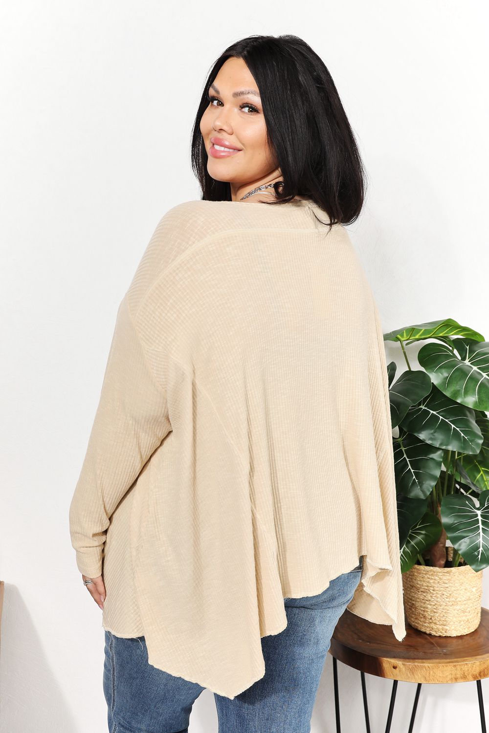 HEYSON - Oversized Super Soft Rib Knit Top in Cream