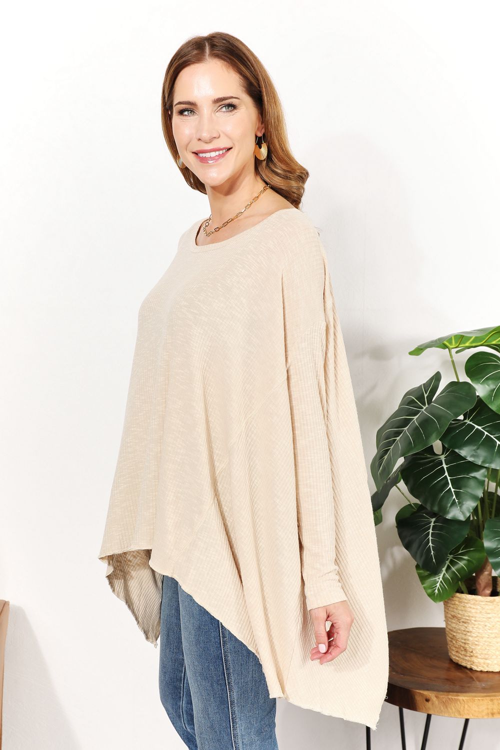 HEYSON - Oversized Super Soft Rib Knit Top in Cream