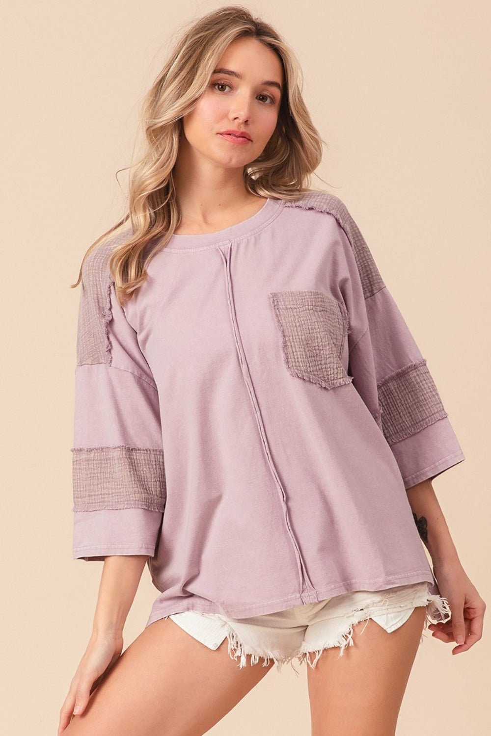 High-Low Hem T-Shirt in Dusty LavenderT-ShirtBiBi