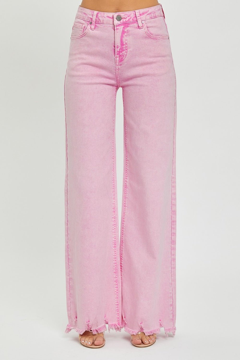 High Rise Wide Leg Jeans in Acid PinkJeansRISEN