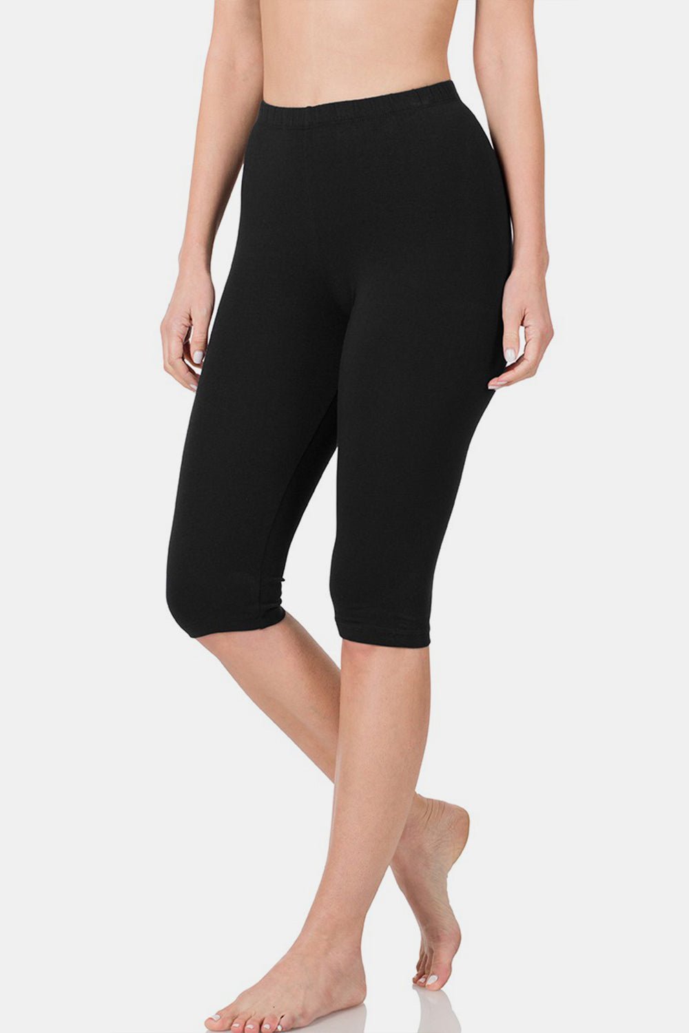 High Waist Capri Leggings in BlackLeggingsZenana