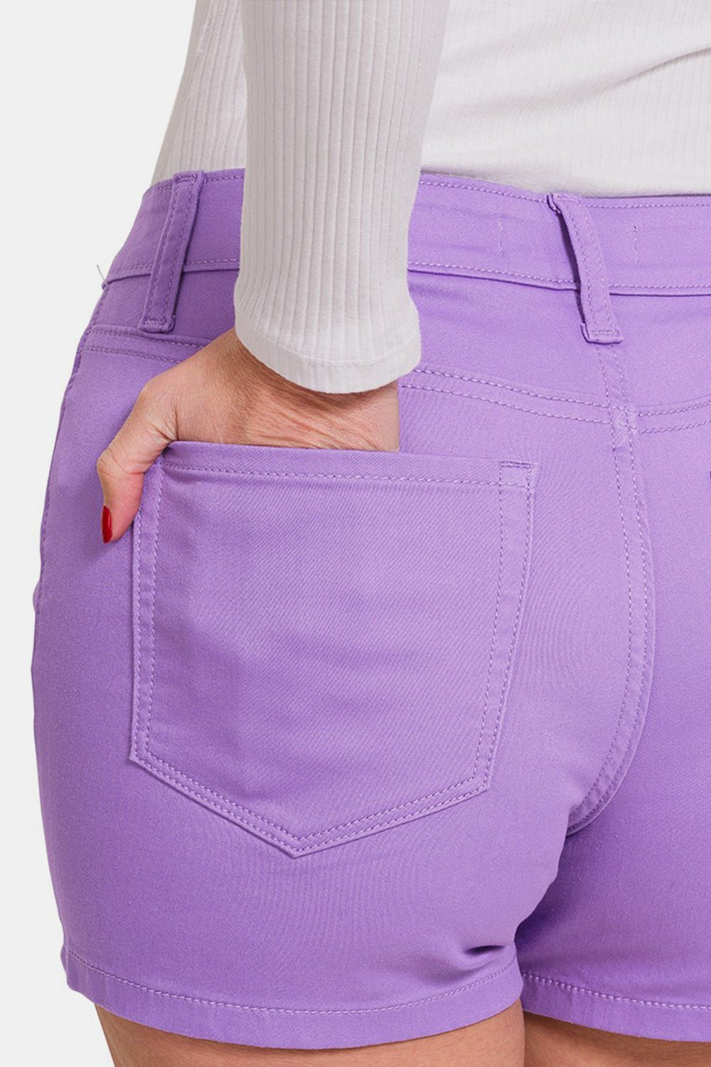 High Waist Denim Shorts in LavenderShortsZenana