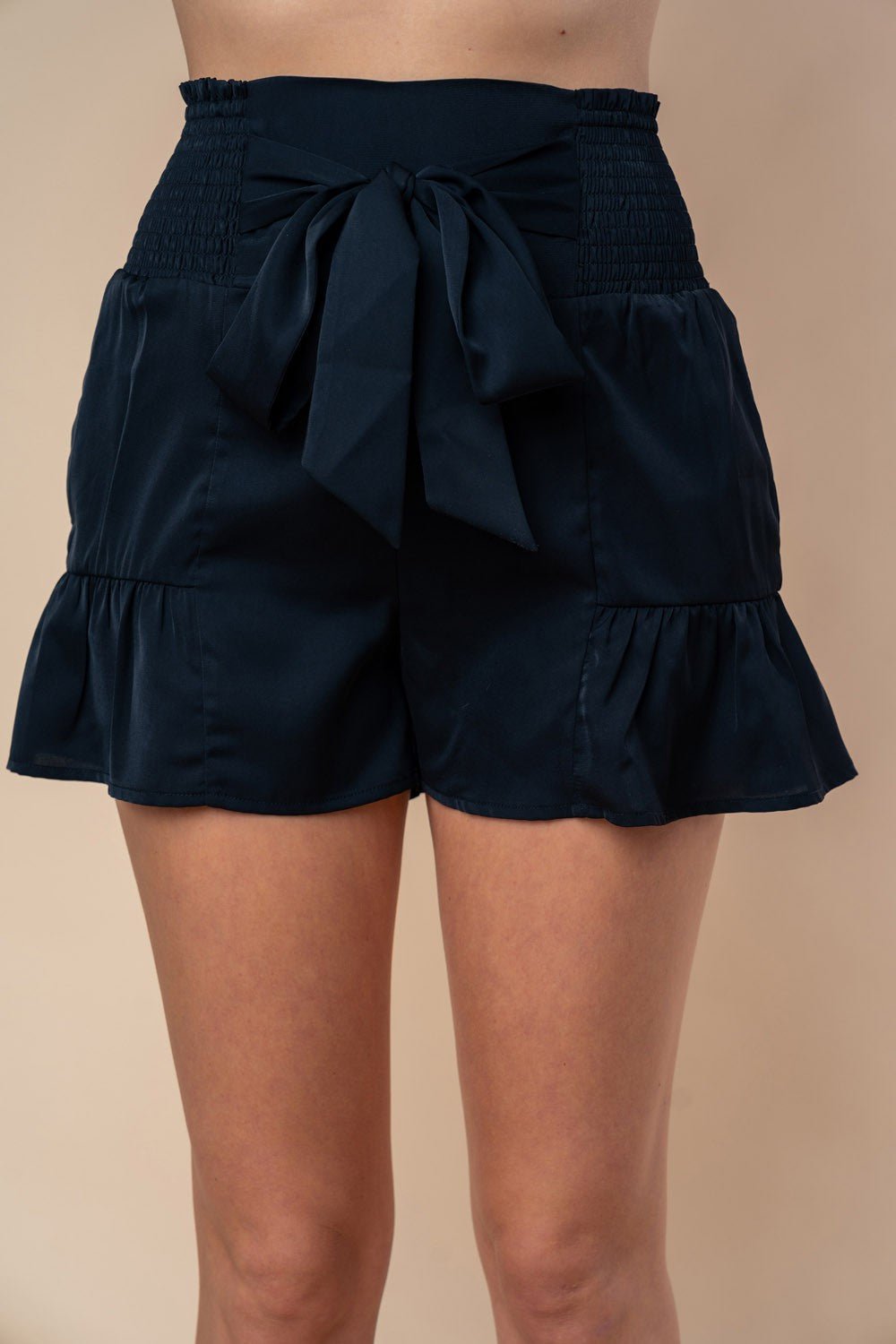 High Waisted Smocked Shorts in BlackShortsWhite Birch