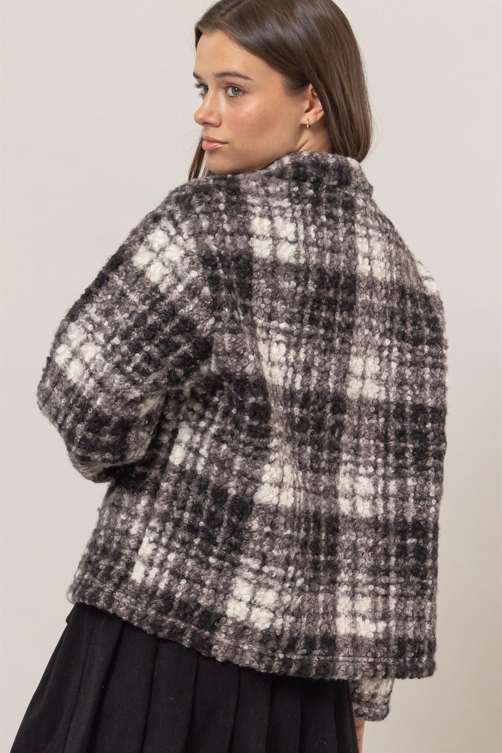 HYFVE - Black Plaid Bouclé Jacket