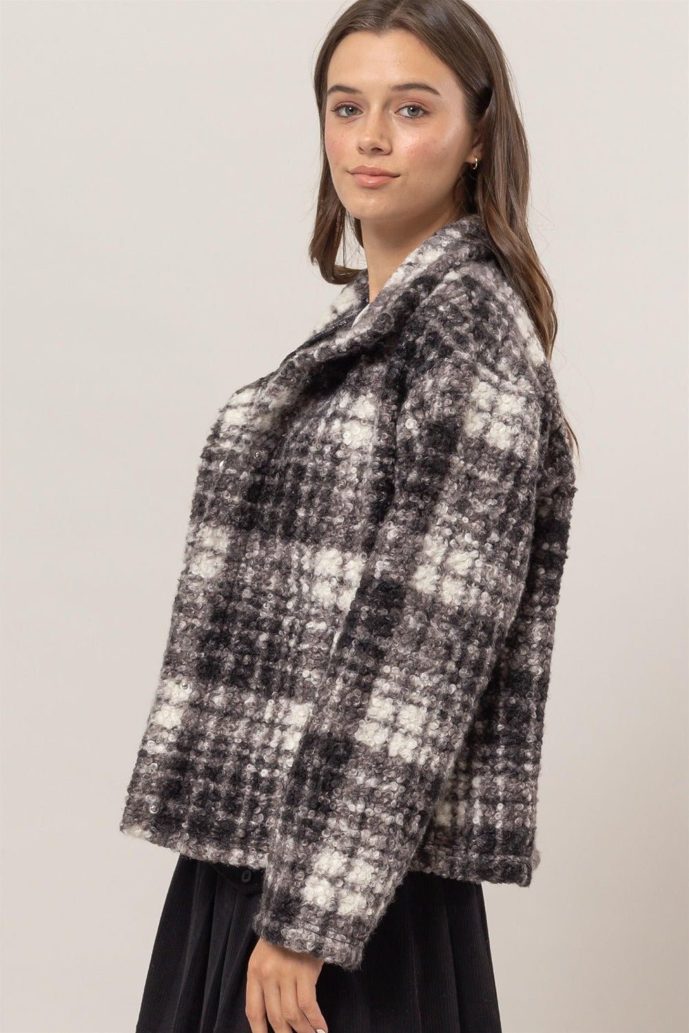 HYFVE - Black Plaid Bouclé Jacket