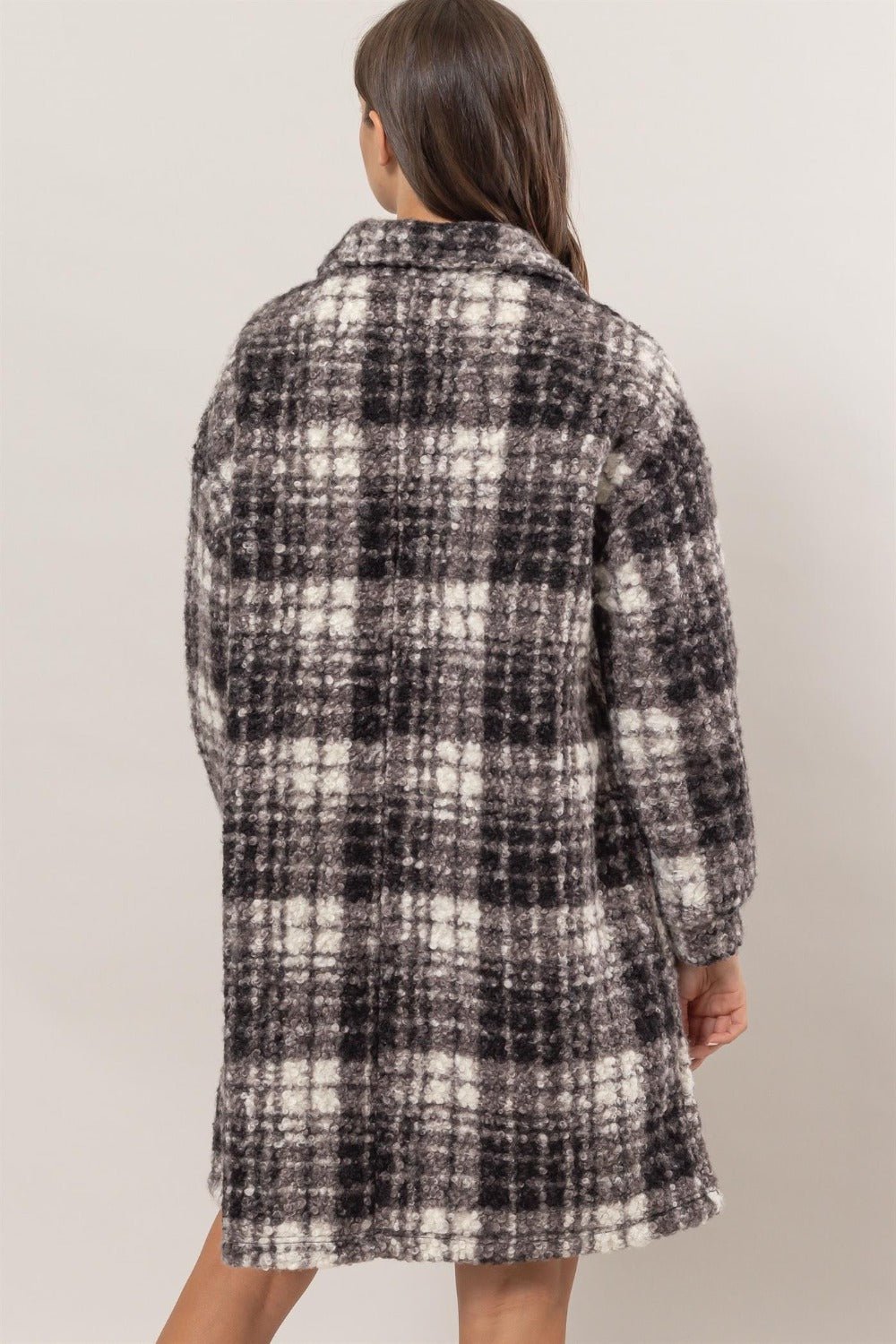 HYFVE - Black Plaid Button Down Longline Shacket