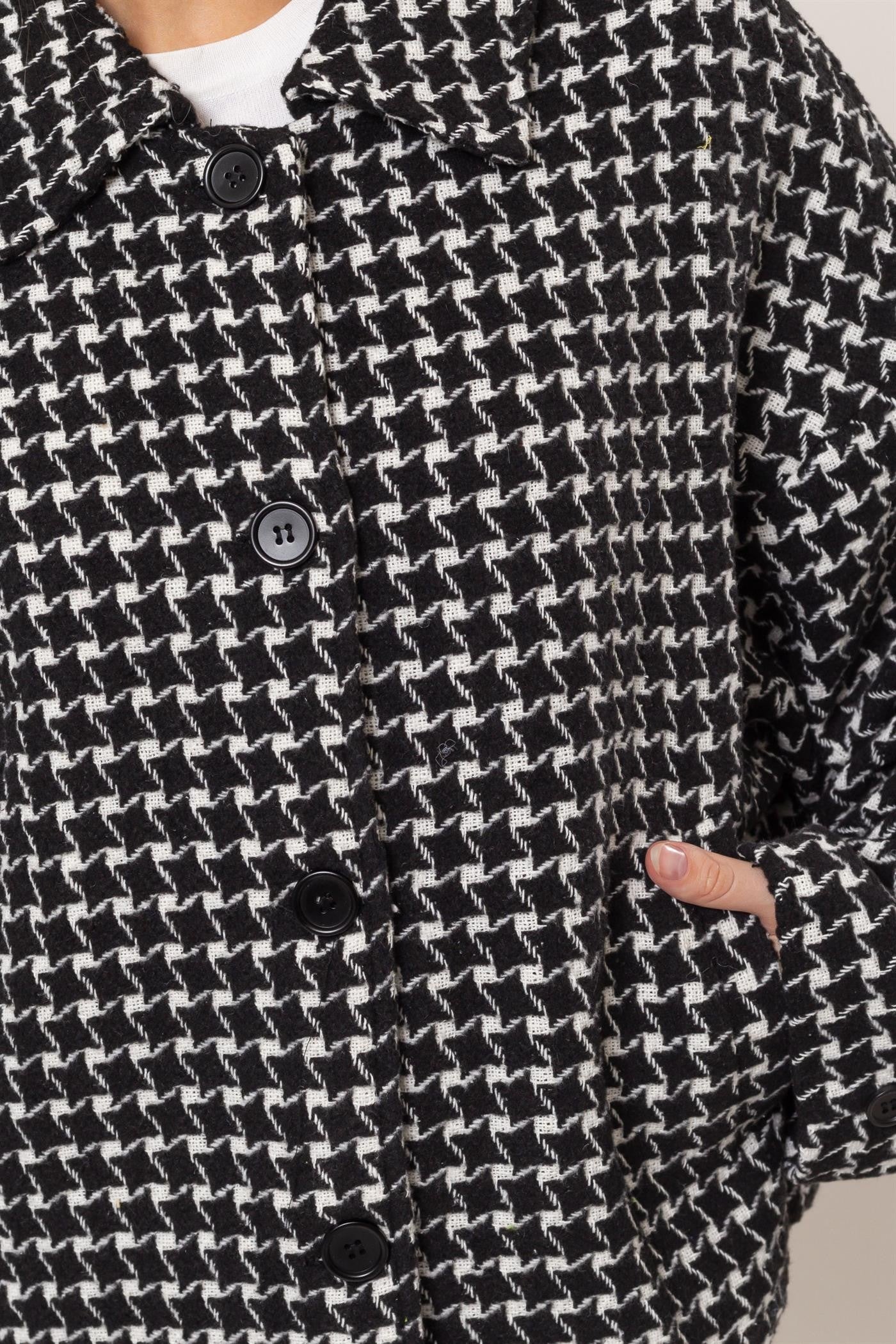 HYFVE - Black Tweed Plaid Button Up Jacket