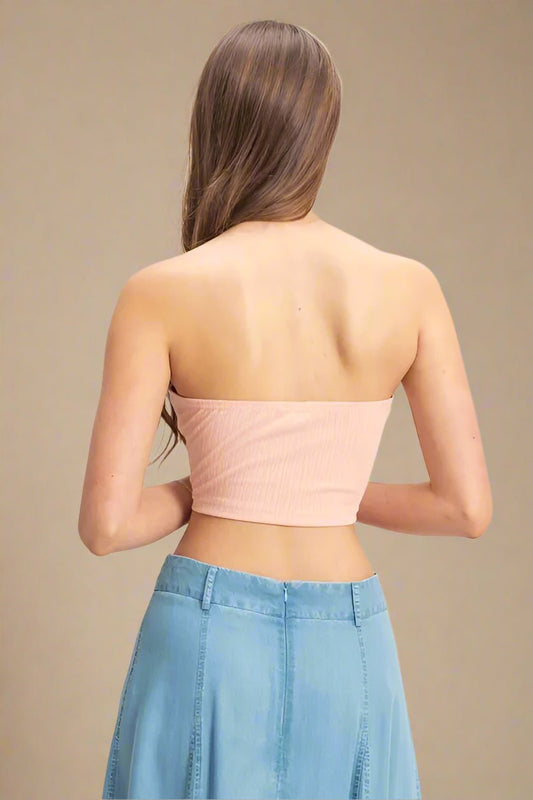 HYFVE - Blush Button Front Corset Crop Top