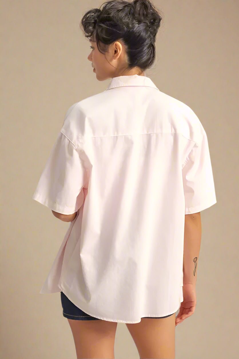 HYFVE - Boxy Short Sleeve Button - Up Shirt – Pale Pink