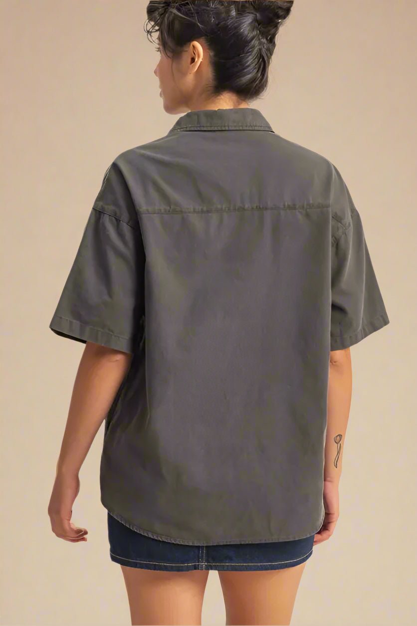 HYFVE - Boxy Short Sleeve Button - Up Shirt – Washed Charcoal