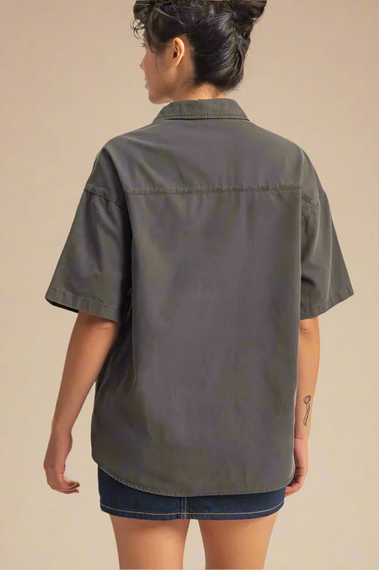HYFVE - Boxy Short Sleeve Button - Up Shirt – Washed Charcoal
