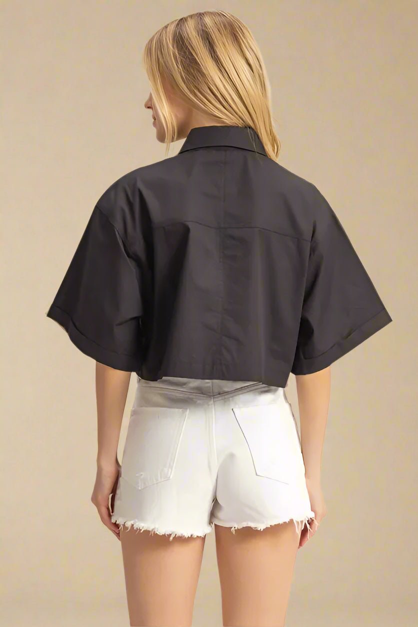 HYFVE - Boxy Utility Crop Shirt in Black