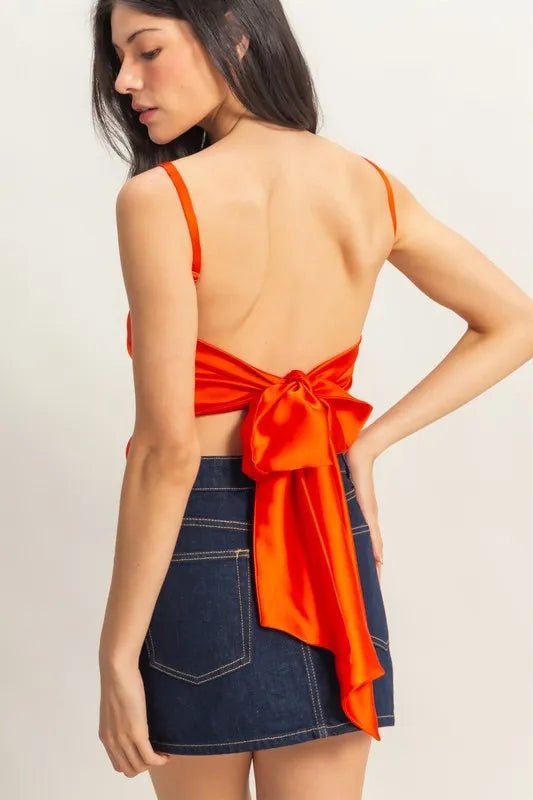 HYFVE - Bright Orange Satin Bow - Back Cami Top
