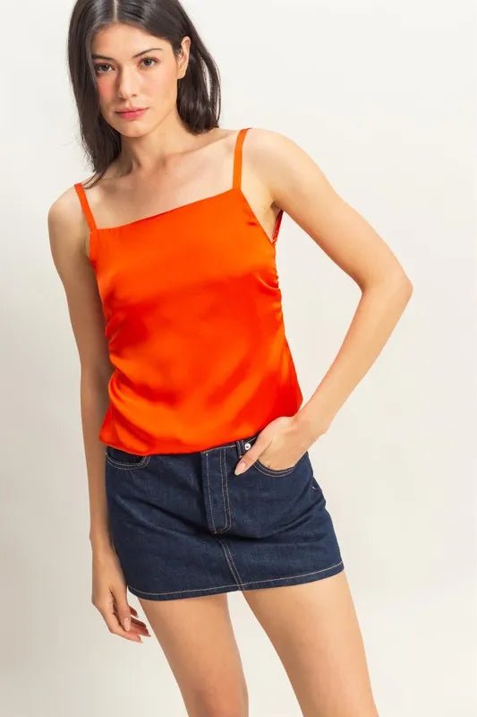 HYFVE - Bright Orange Satin Bow - Back Cami Top