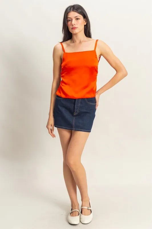 HYFVE - Bright Orange Satin Bow - Back Cami Top