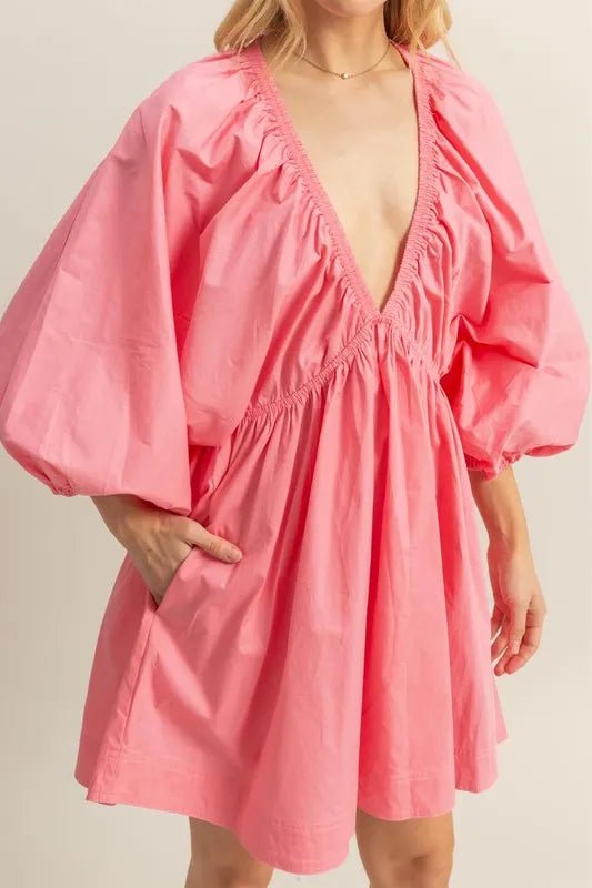 HYFVE - Bubblegum Pink Puff Sleeve Mini Dress