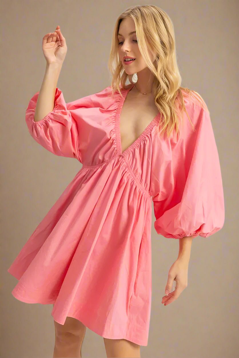 HYFVE - Bubblegum Pink Puff Sleeve Mini Dress