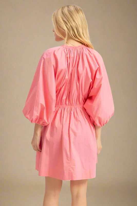HYFVE - Bubblegum Pink Puff Sleeve Mini Dress