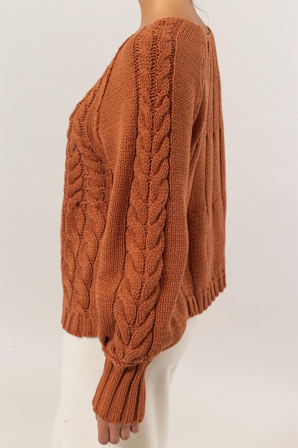 HYFVE - Chunky Cable Knit Sweater in Rust