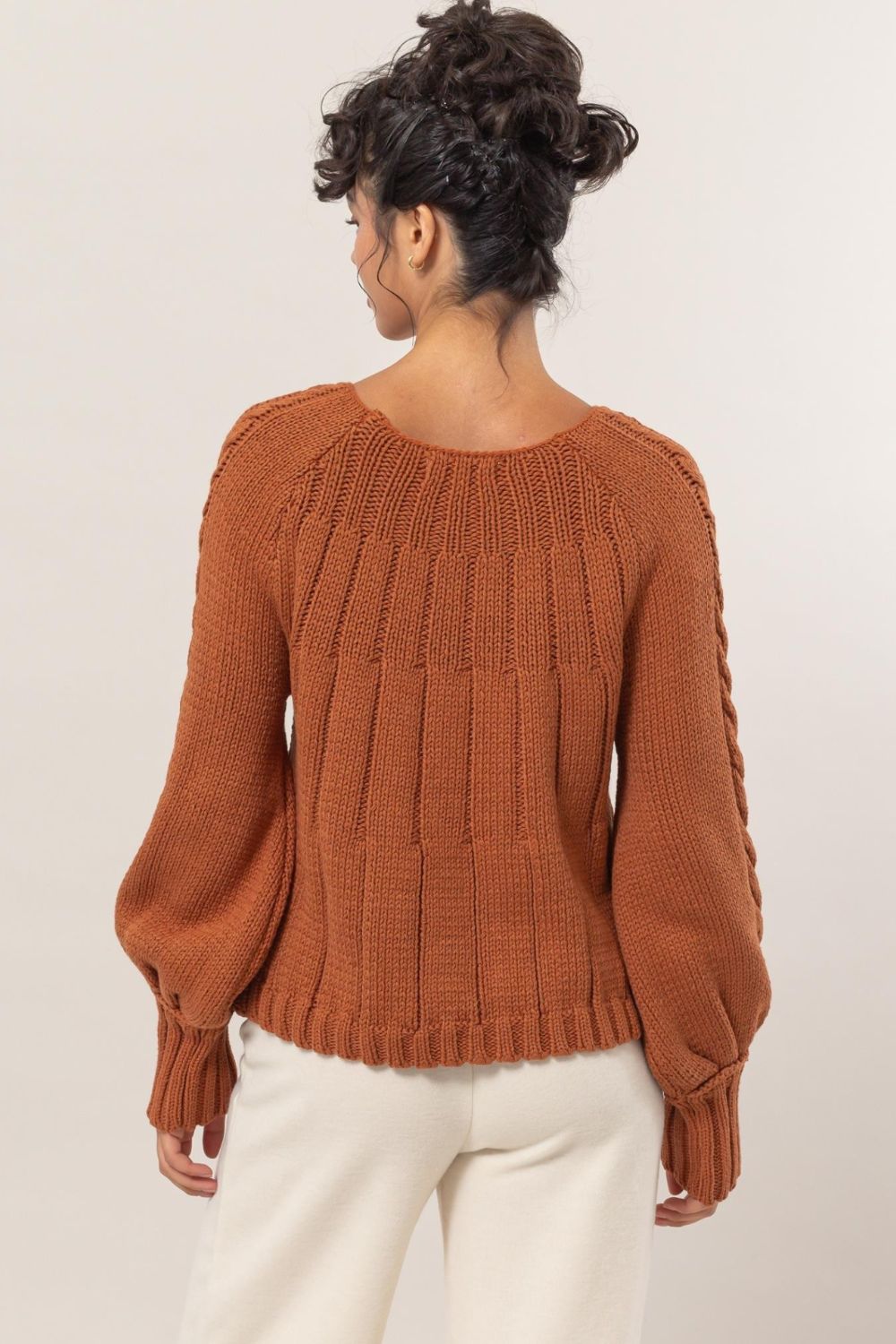 HYFVE - Chunky Cable Knit Sweater in Rust