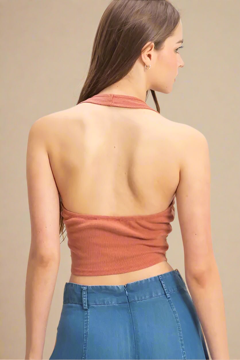 HYFVE - Clay Rib Knit Halter Corset Tank