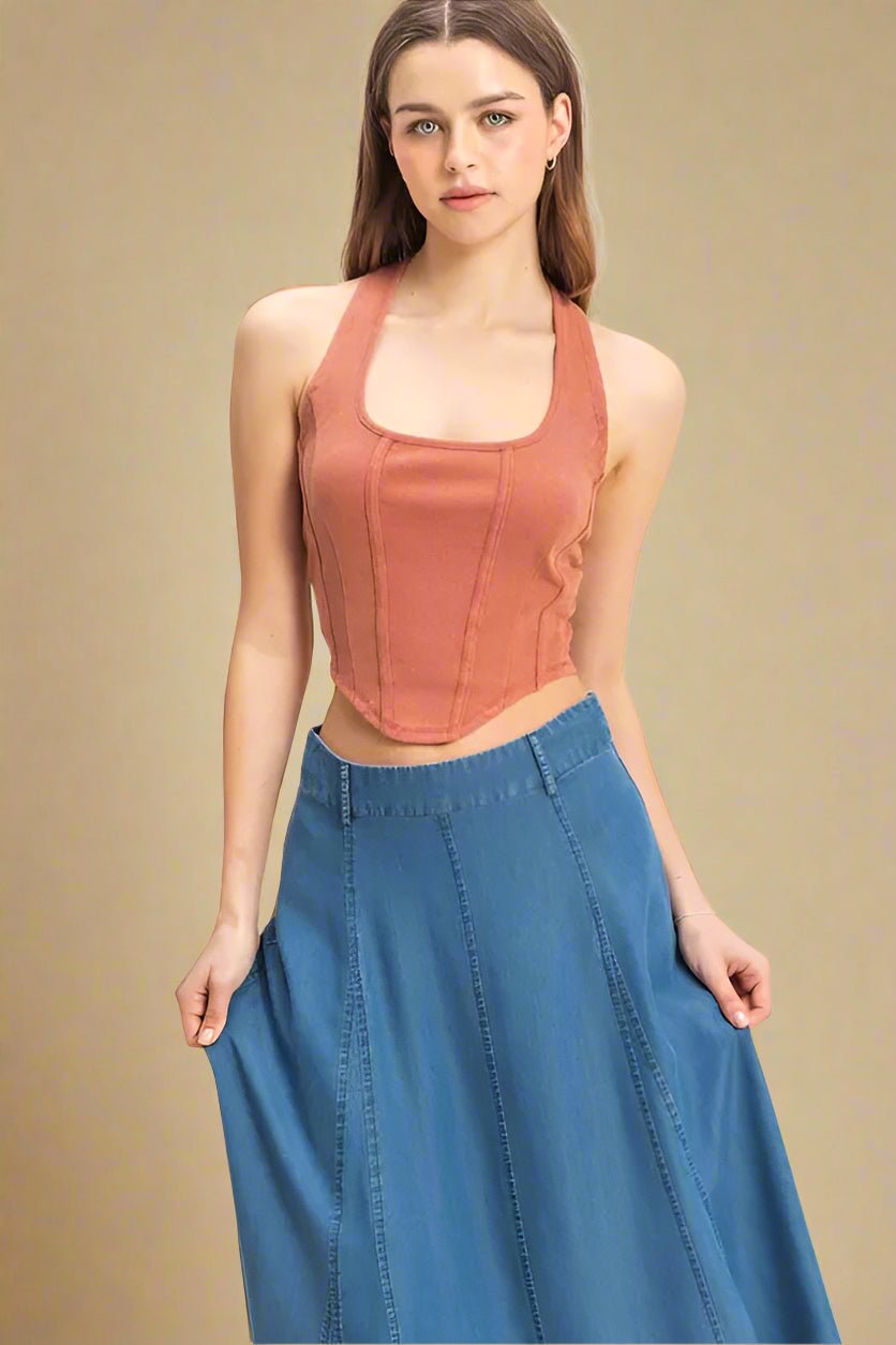 HYFVE - Clay Rib Knit Halter Corset Tank